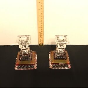 Vintage Westmoreland Wedding Pattern Ruby Flash Crystal Candlesticks.